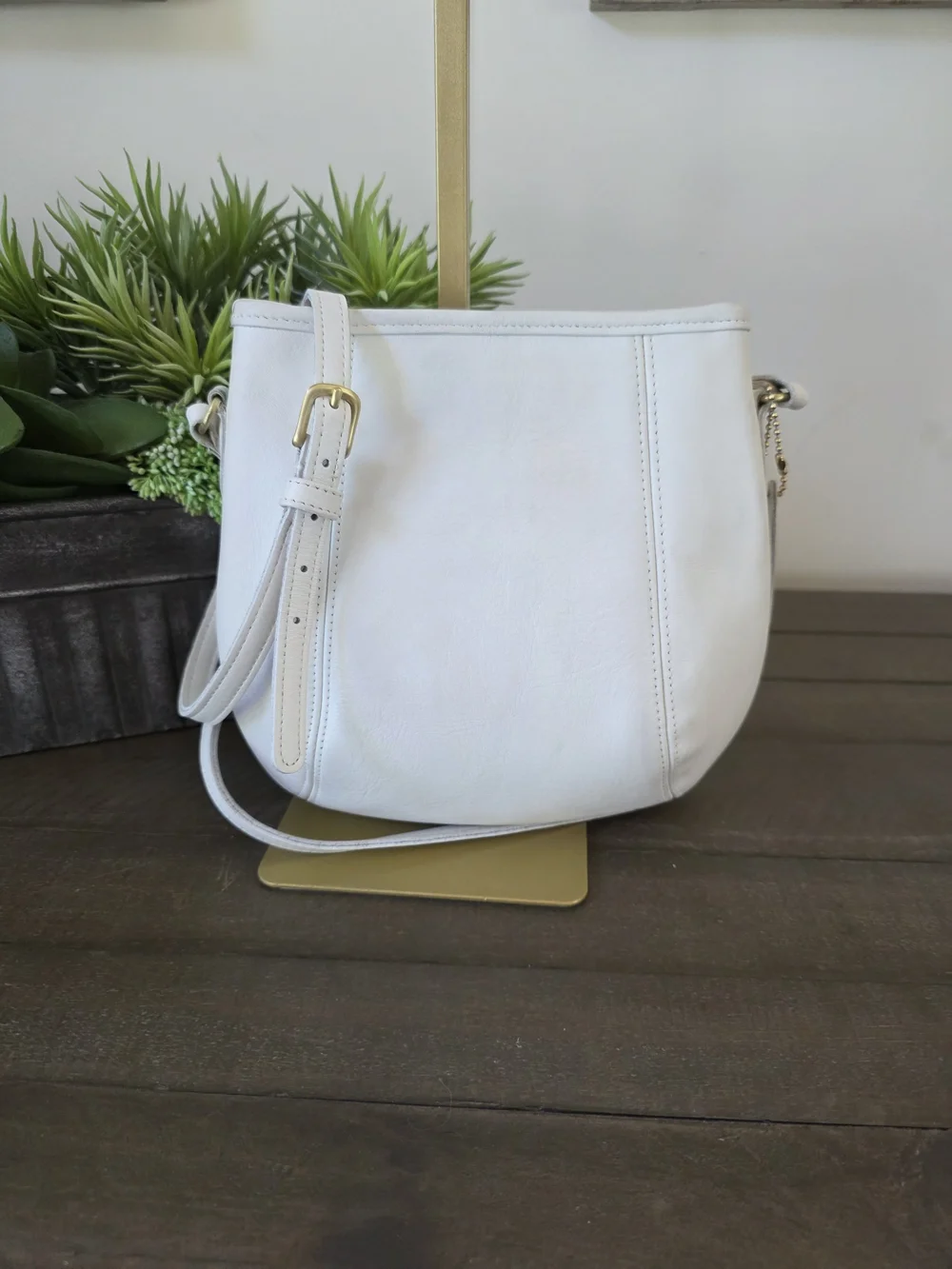 Vintage Coach Small Framed Pouch Crossbody Bag White  Glovetanned Leather USA